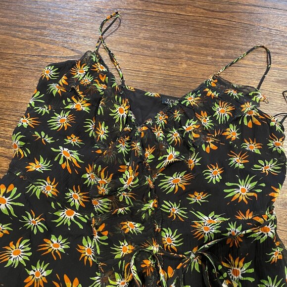 NWOT J.Crew Women's Sz 4 Flutter Wrap Dress Starburst Floral Black Multi Chiffon - Picture 6 of 16